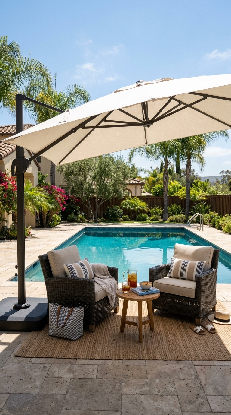 7. Provide Shade with Stylish Umbrellas