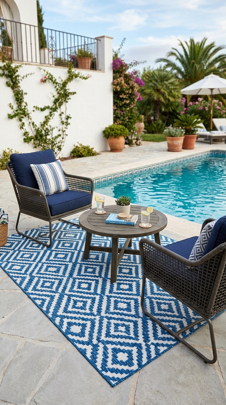 8. Define the Space with an Outdoor Rug