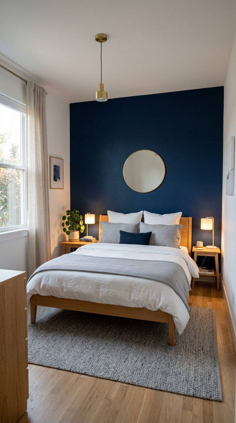 1. Bold Navy Accent Wall