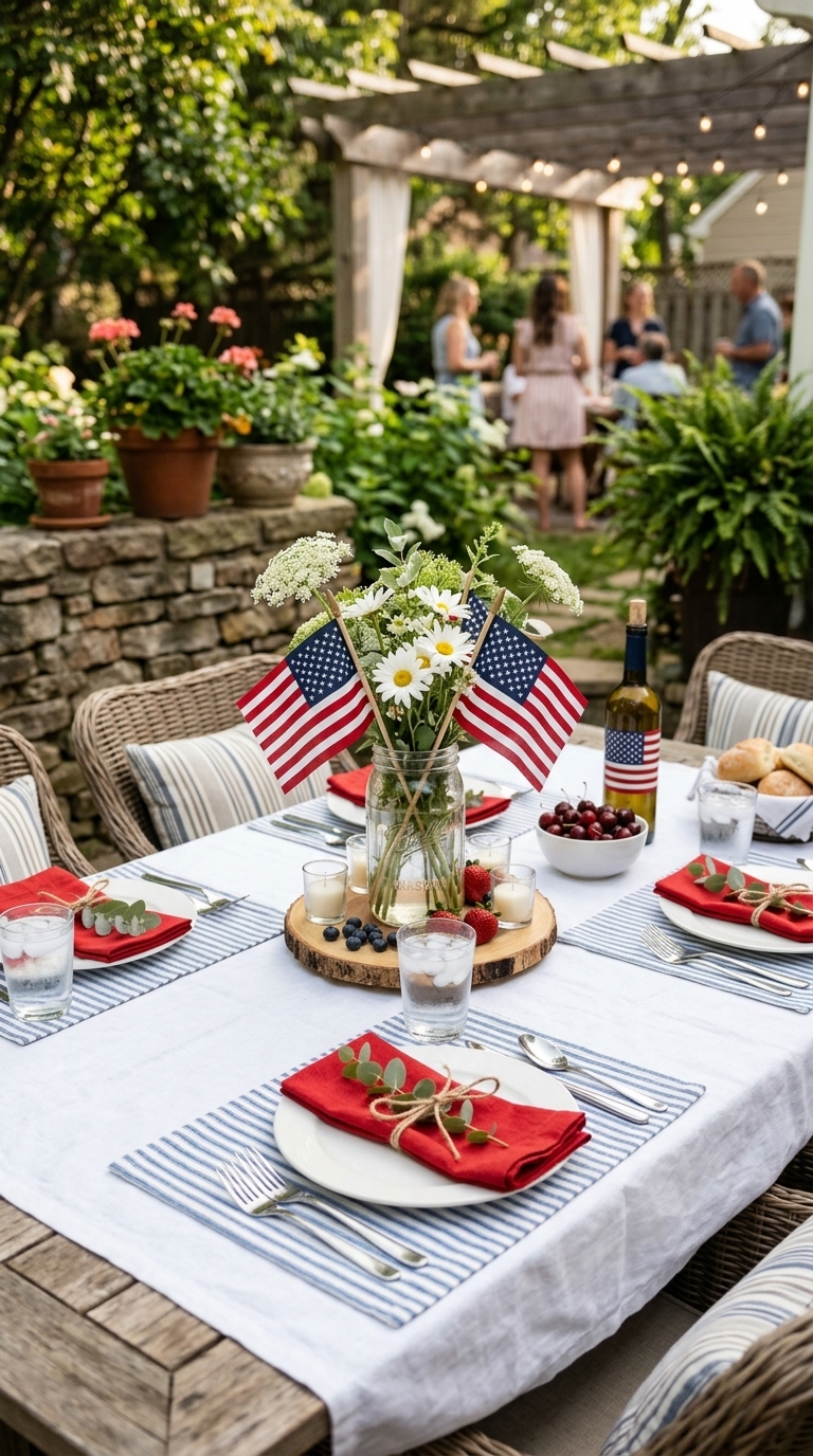 1. Effortless Red, White & Blue Table Settings