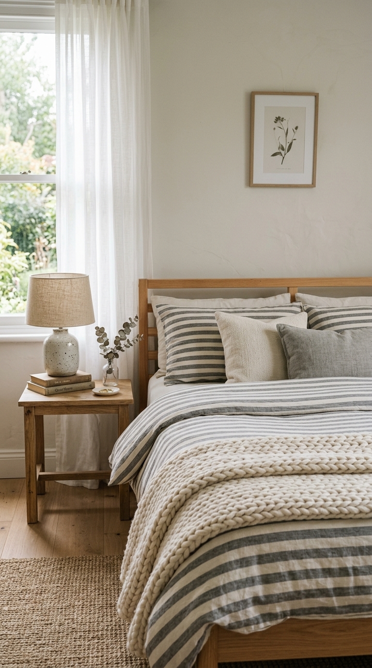 1. Elevate Your Bedroom with Gentle Greys and Creamy Whites