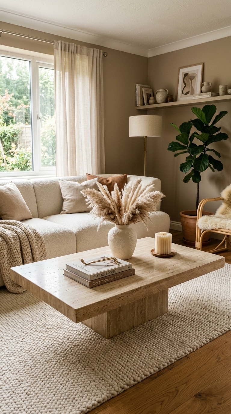 1. Elevate Your Living Room with a Travertine Coffee Table