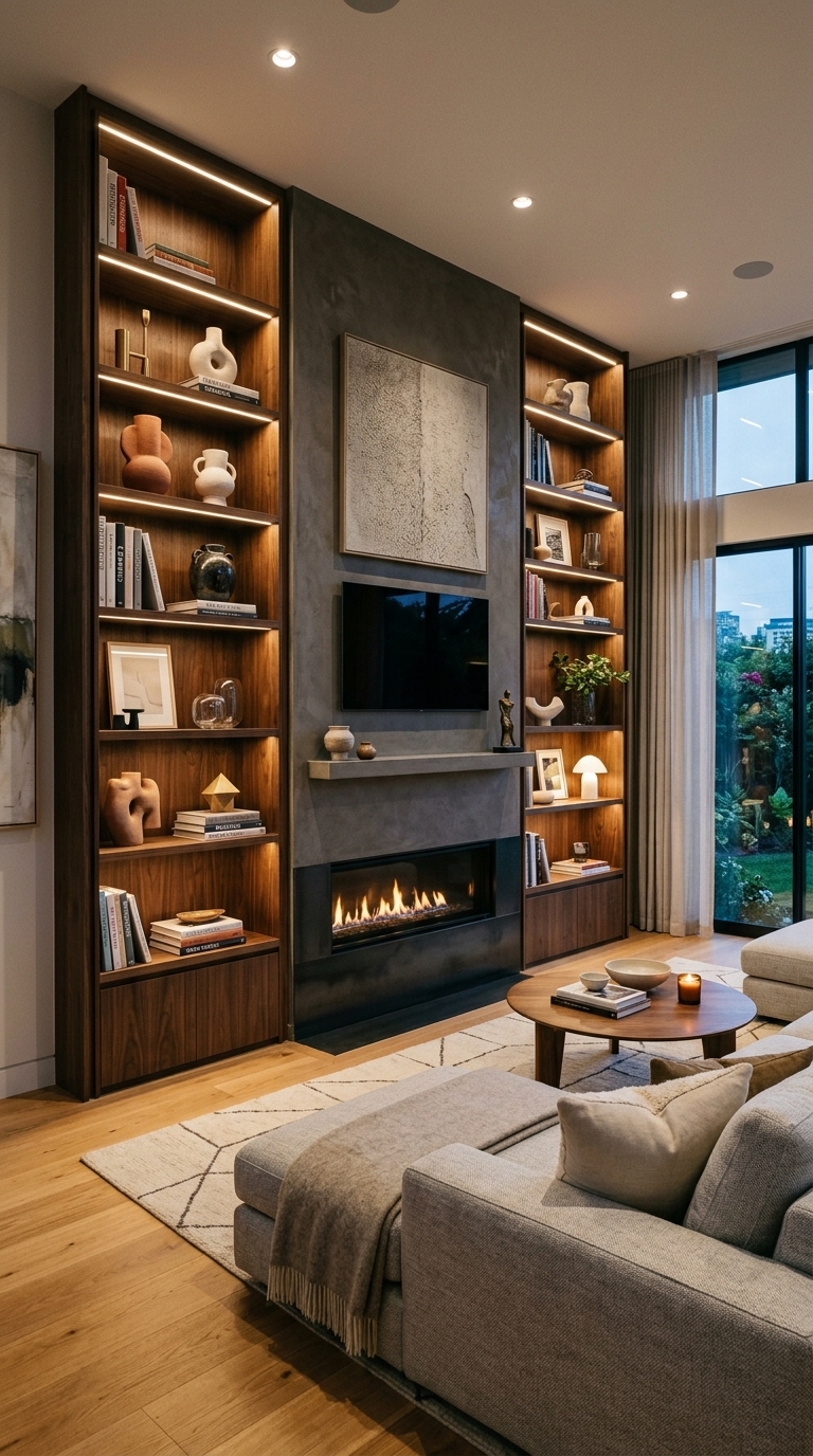 1. Integrated Built-In Shelving