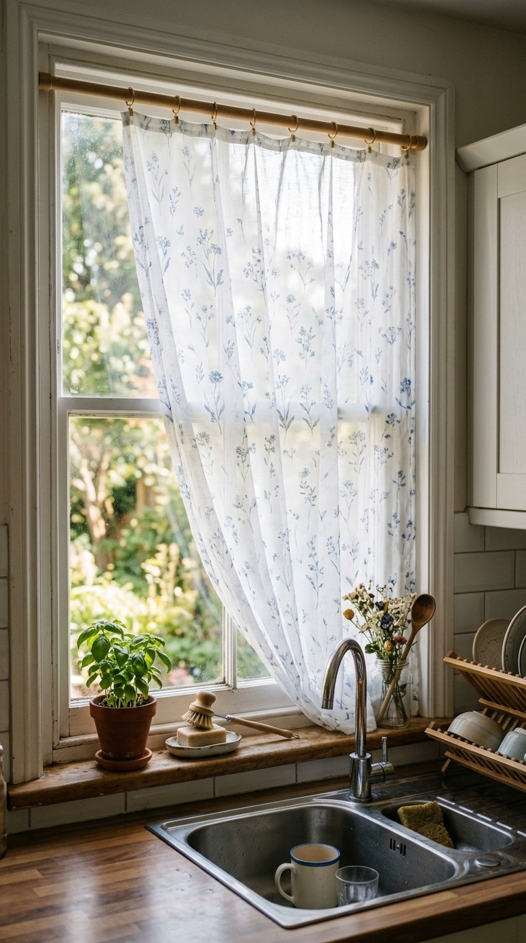 10. Blue-Patterned Window Treatments