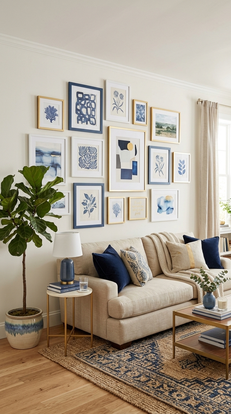 11. Curate a Captivating Blue Gallery Wall