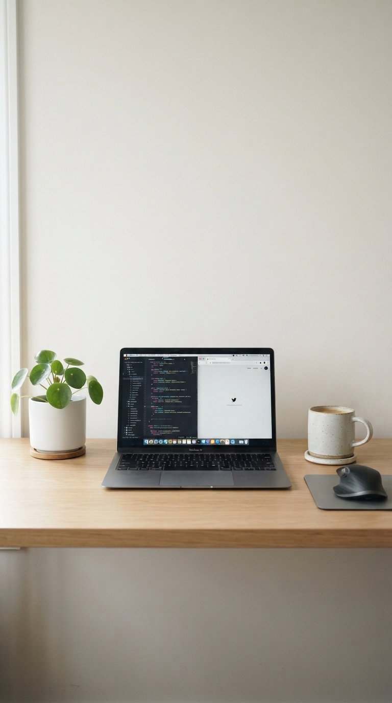 11. Minimalist Desk Styling with a Green Touch
