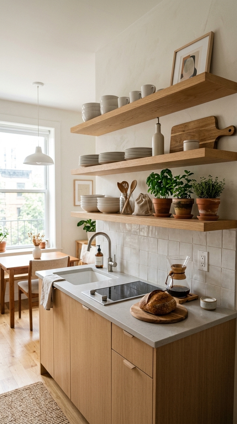 11. Use Open Shelving Instead of Bulky Cabinets