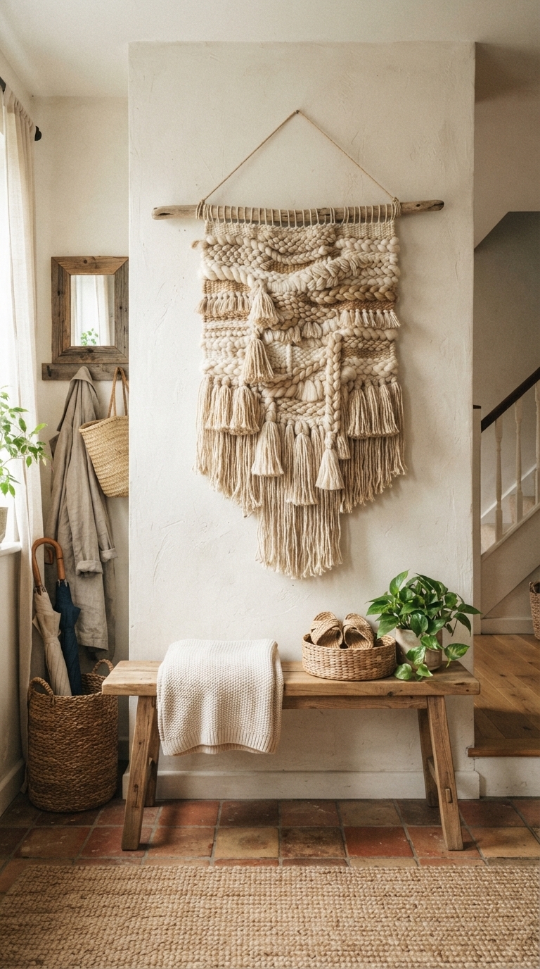 12. Showcase a Large Woven Wall Hanging