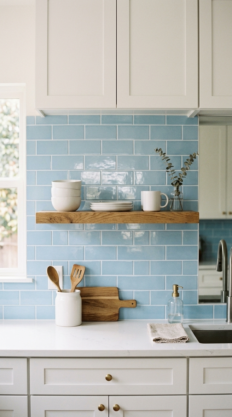 2. Serene Sky Blue Backsplash Tiles