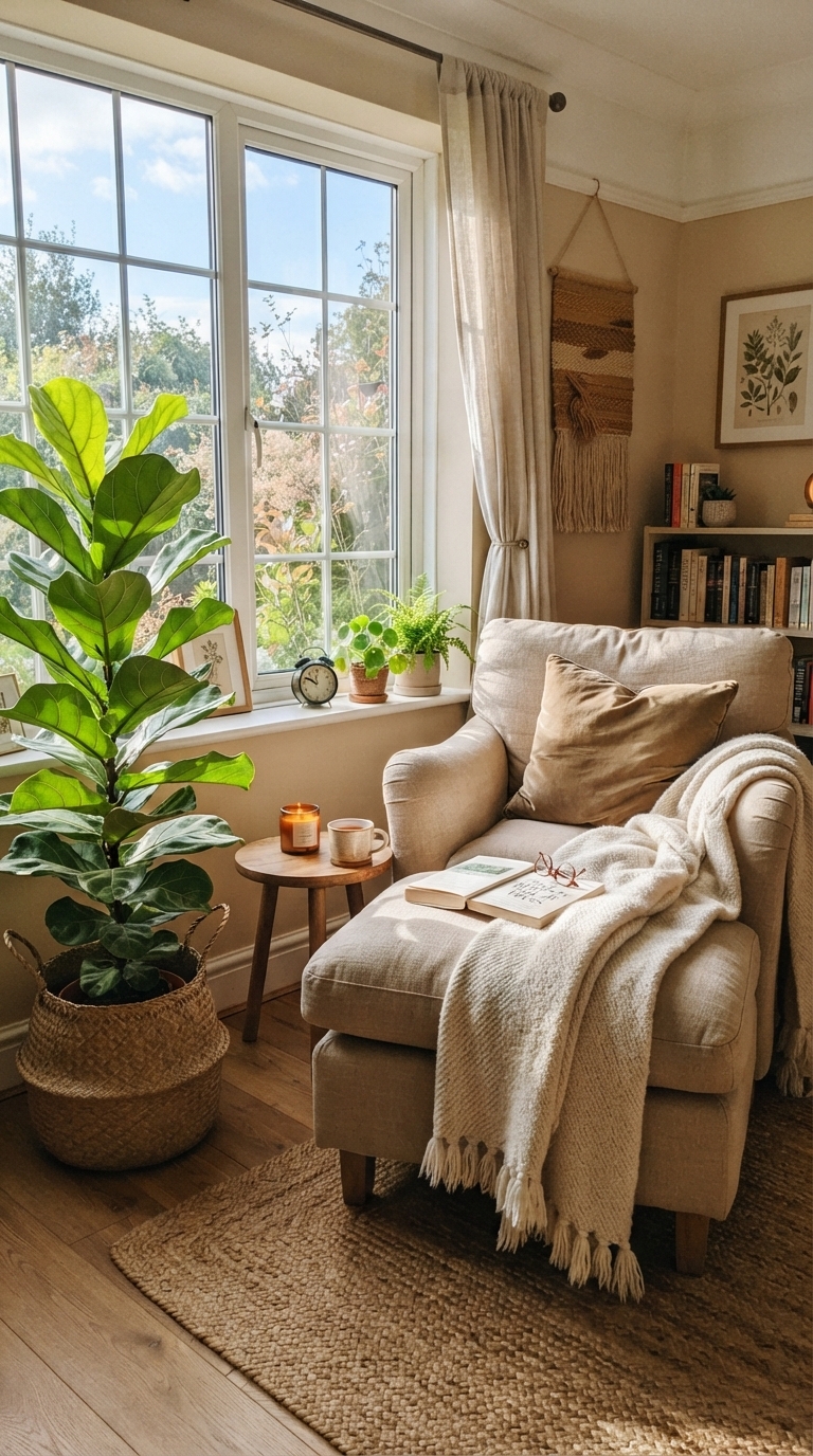 2. Statement Floor Plant in a Cozy Corner