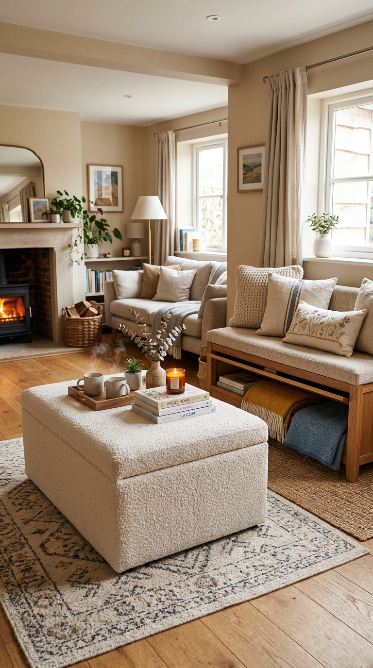 2. Stylish Storage Ottomans & Benches