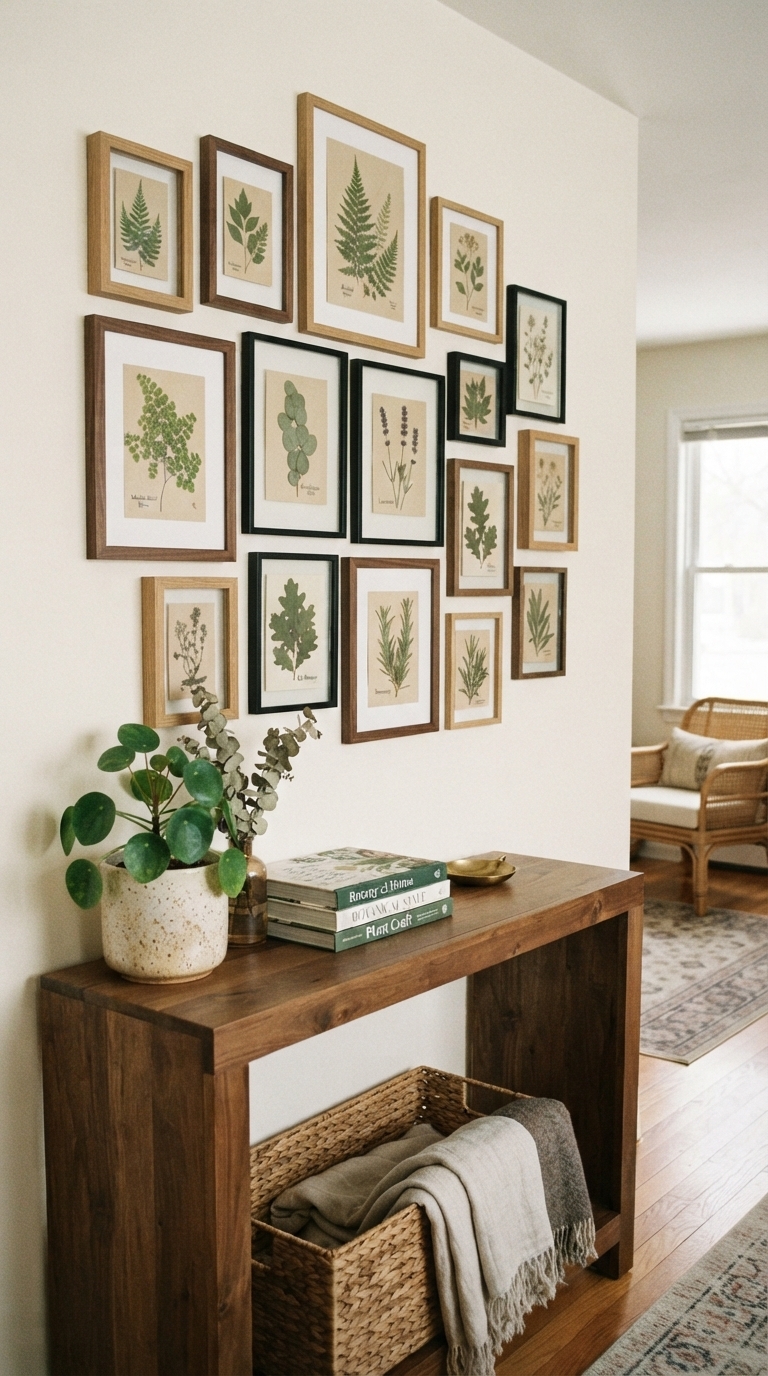3. Botanical Gallery Wall with Pressed Greens