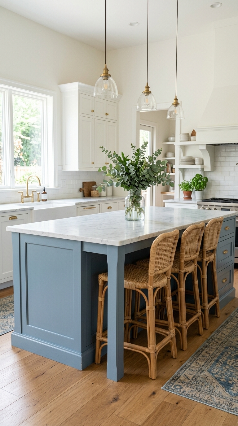 3. Breezy Blue Kitchen Island Pop