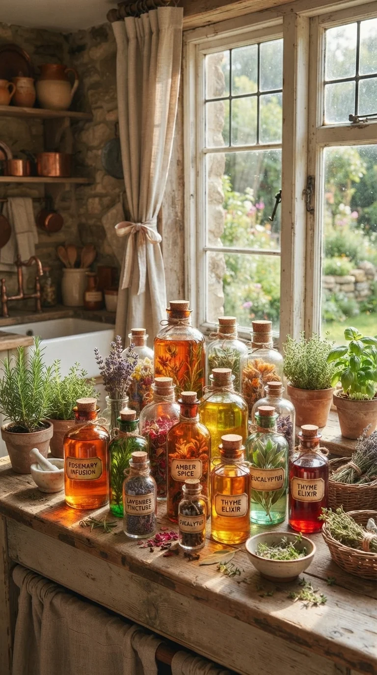 4. Apothecary Style Glass Bottle Displays