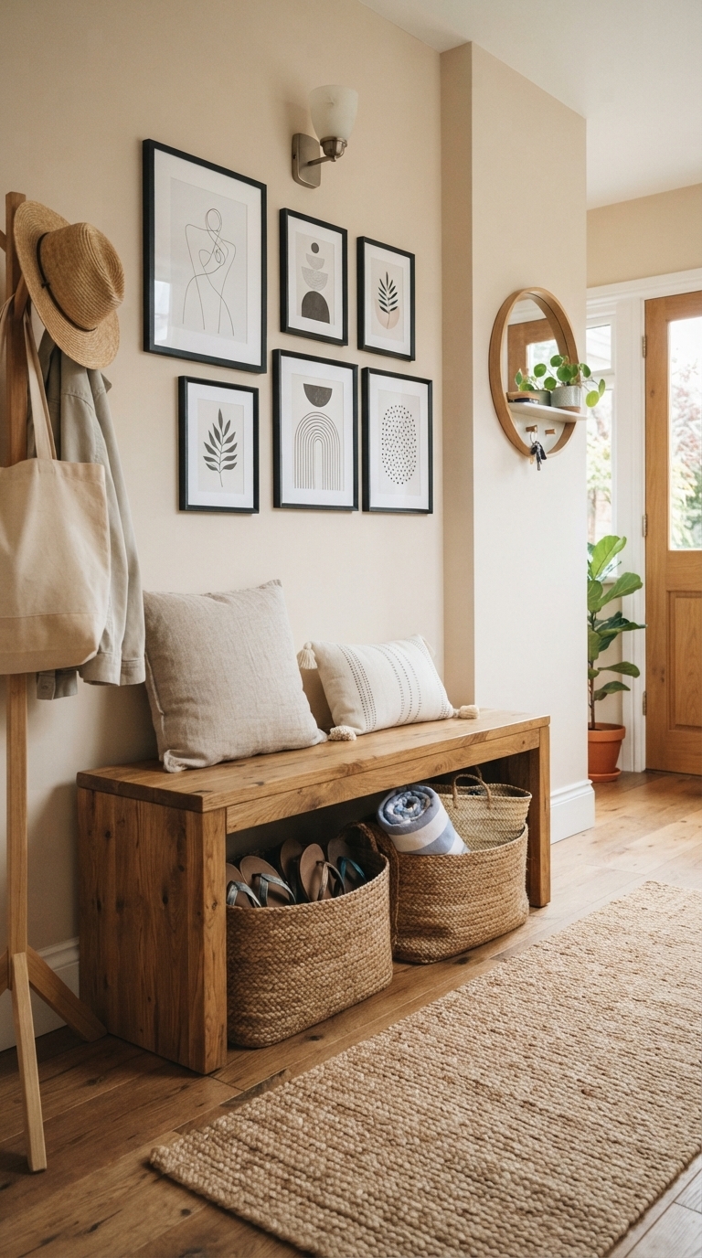 4. Bench with Basket Storage