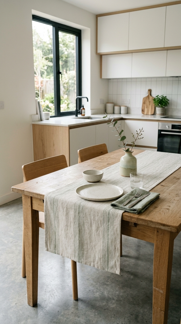 4. Infuse Serenity with Soft Sage and Off-White Striped Accents