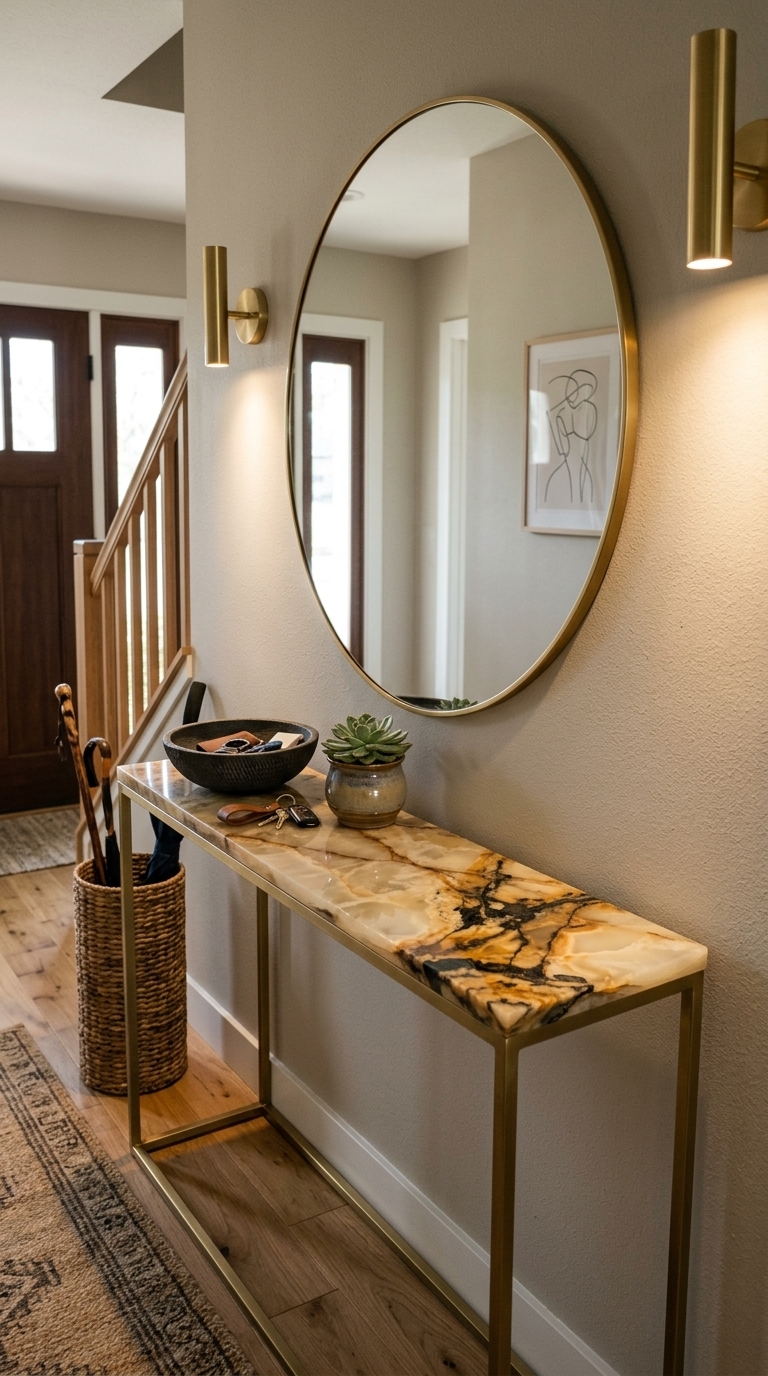 4. Make a Grand Entrance with an Onyx Console Table