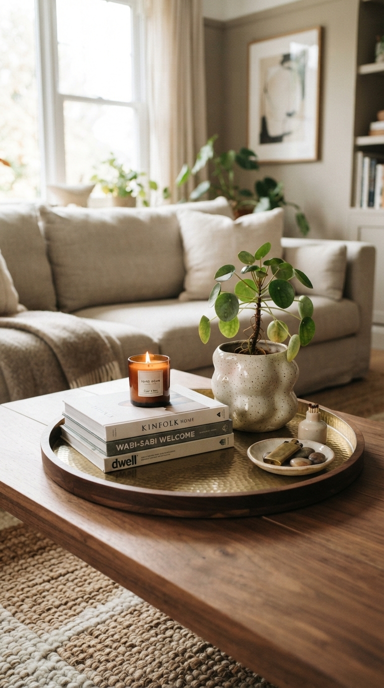 5. Greenery-Infused Coffee Table Styling