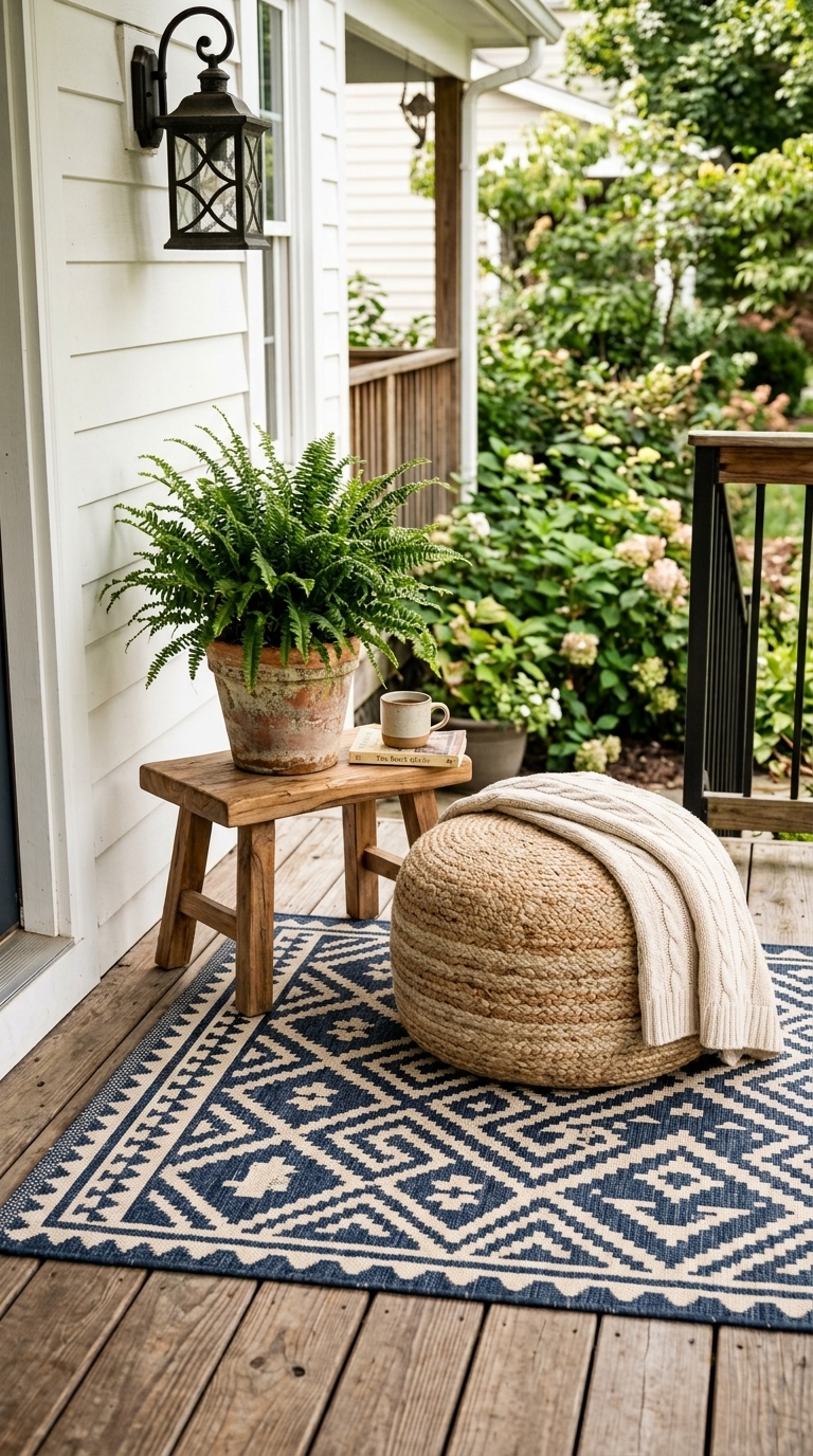6. Bring in Texture with a Stylish Outdoor Rug