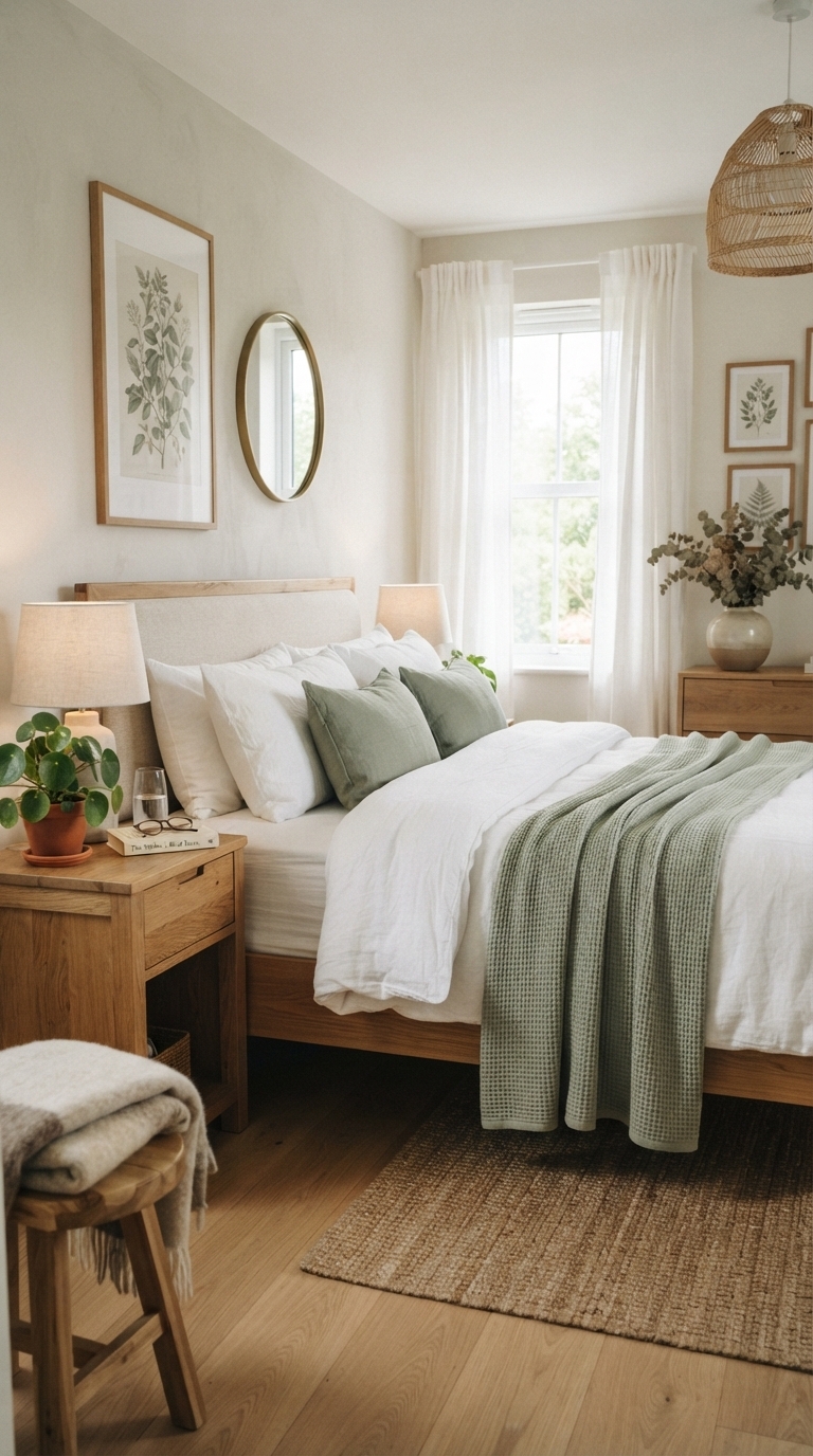 6. Sage Green Accents with Live Plants