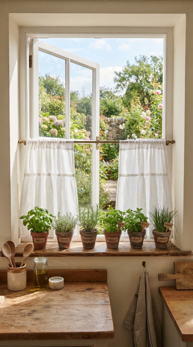 6. Tiered Cafe Curtains for Light & Privacy Balance