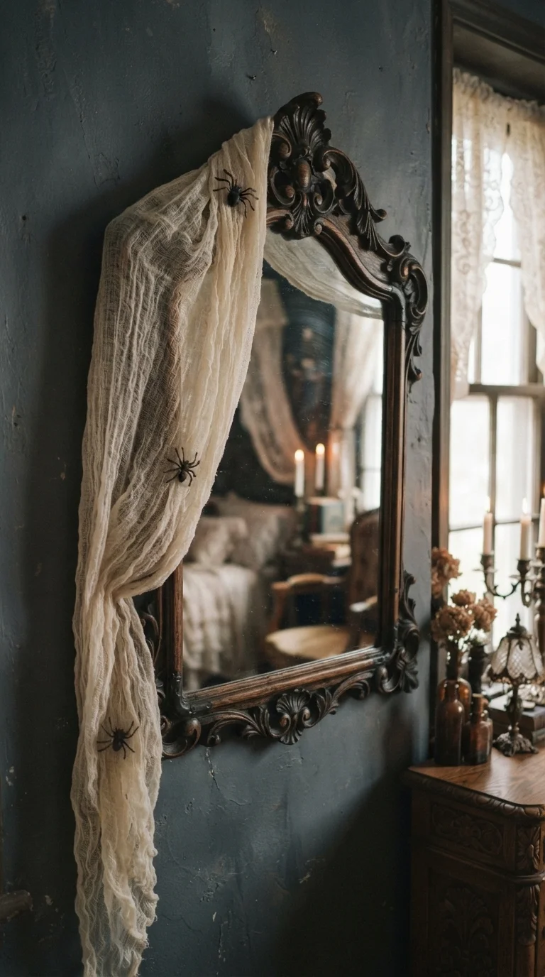 7. Gauze Draped Furniture and Mirrors