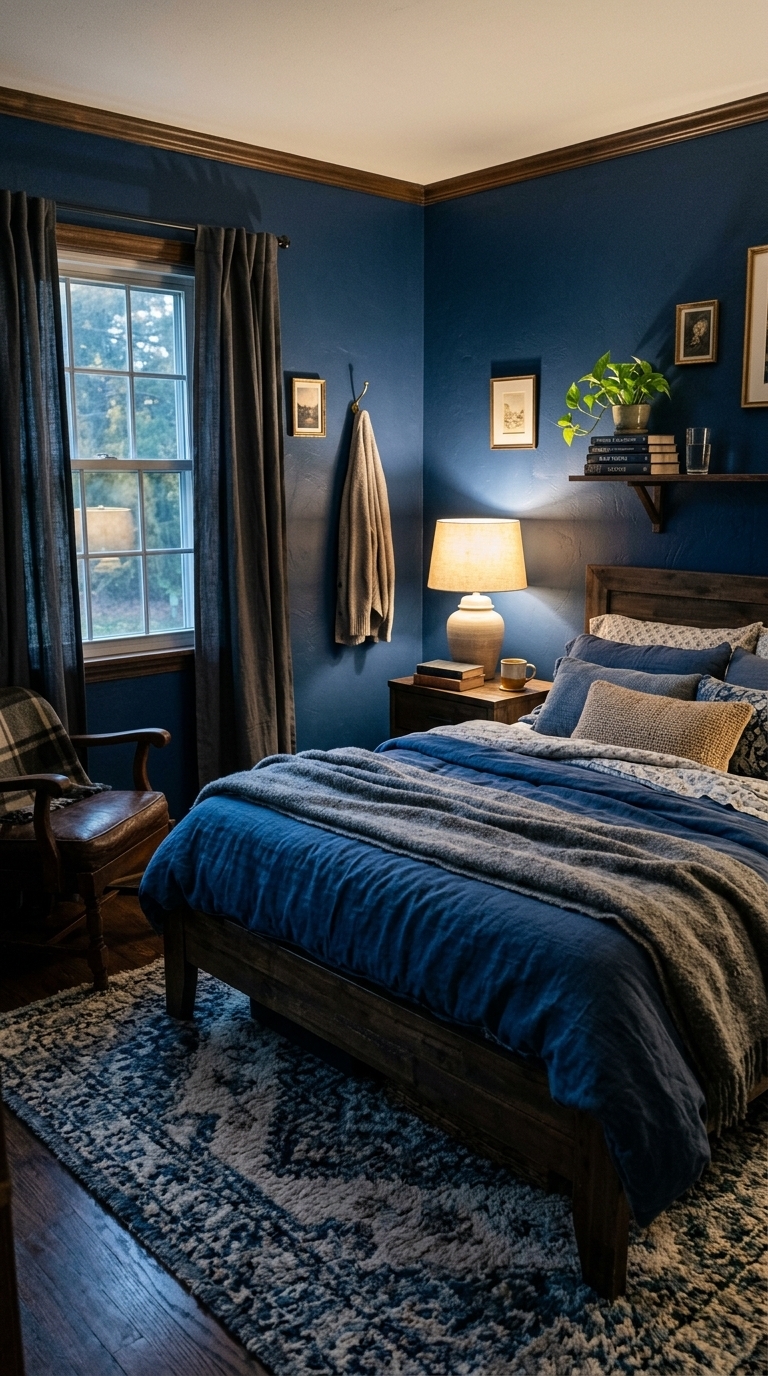 8. Deep Indigo for a Cozy Den