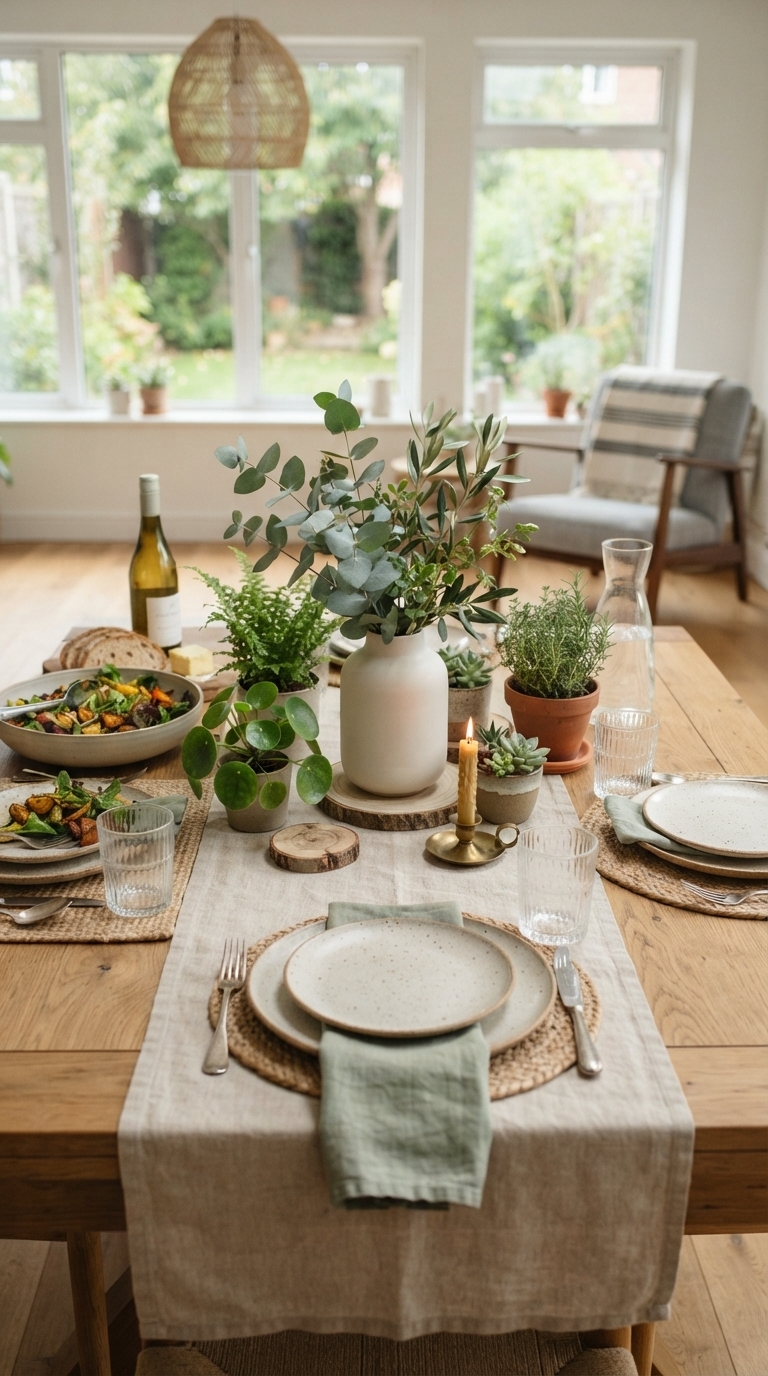 8. Dining Table Centerpiece with Greenery