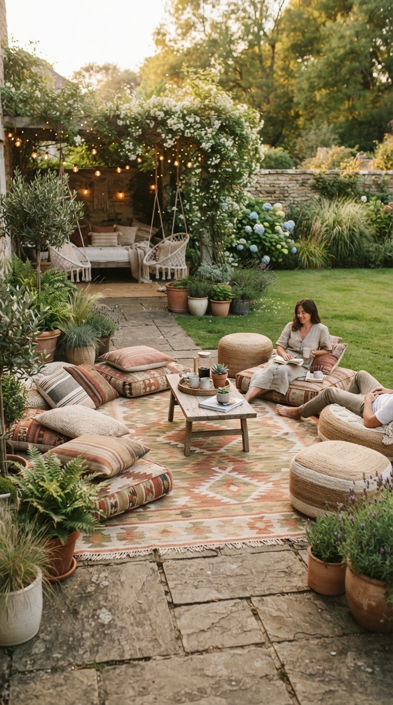 8. Soften with Outdoor Rugs & Textiles