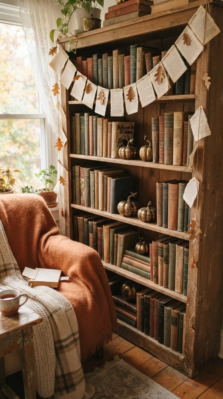 9. Book Page Garland for the Bookshelf