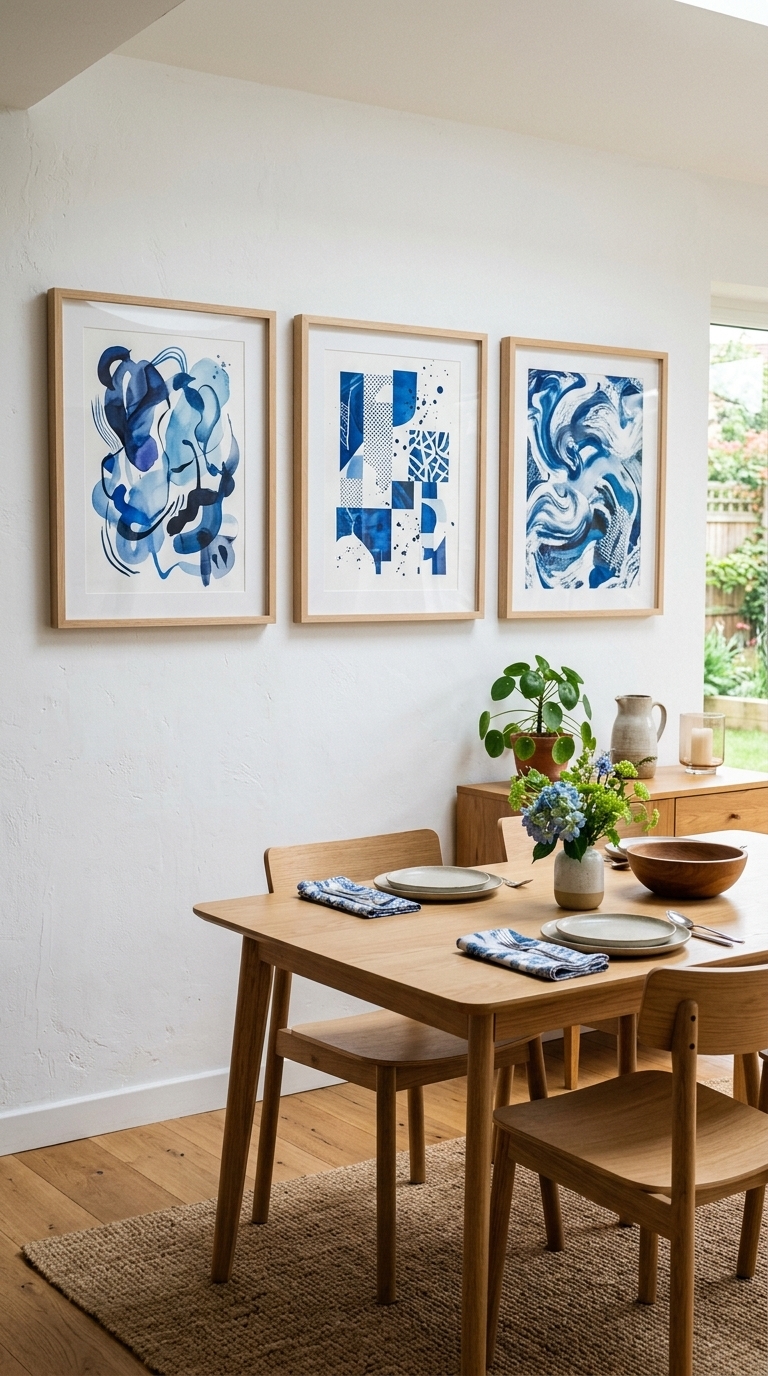 9. Wall Art with Blue Hues